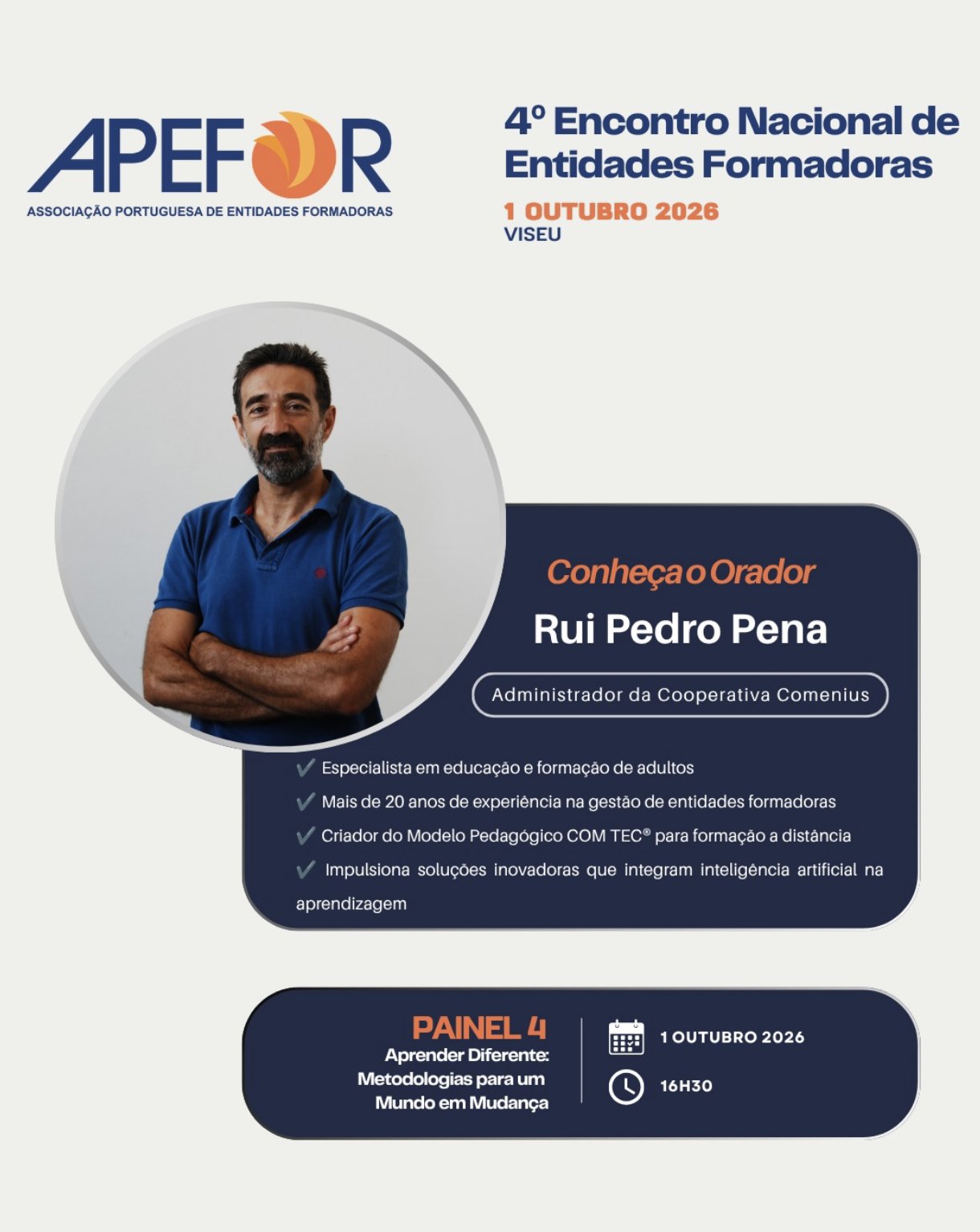 Cartaz de participação de Rui Pena no 4.º ENEF, promovido pela APEFOR